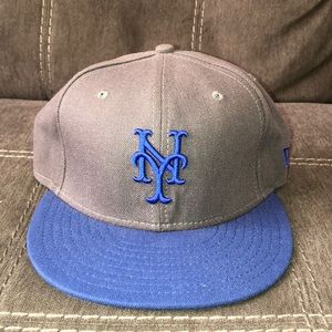 Mets New Era Fitted Grey & Royal Blue Size 7 3/8
